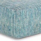 Pouf carré tissé, mélangé multicolore / bleu jean, repose-pieds et siège 1 personne