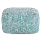 Pouf carré tissé, mélangé multicolore / bleu jean, repose-pieds et siège 1 personne
