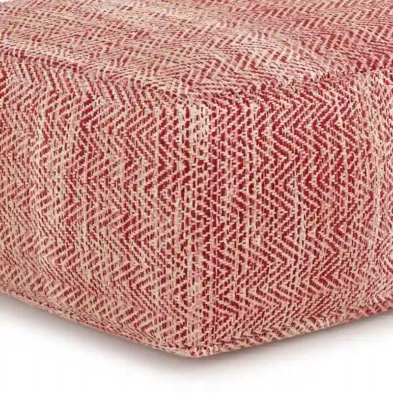 Pouf carré tissé, mélangé multicolore / bleu jean, repose-pieds et siège 1 personne