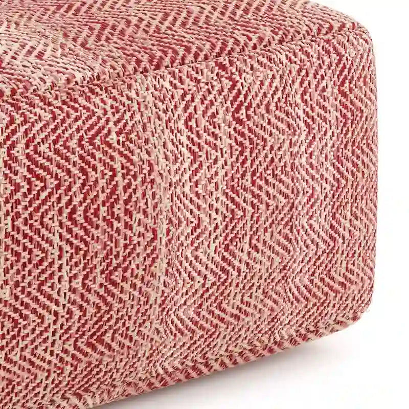 Pouf carré tissé, mélangé multicolore / bleu jean, repose-pieds et siège 1 personne