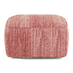 Pouf carré tissé, mélangé multicolore / bleu jean, repose-pieds et siège 1 personne