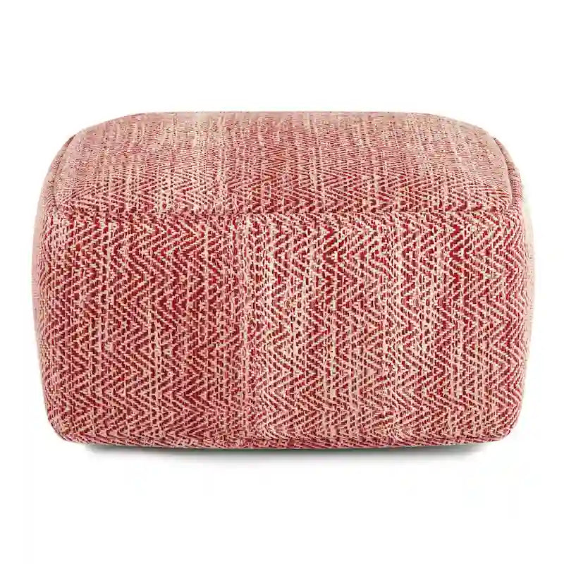 Pouf carré tissé, mélangé multicolore / bleu jean, repose-pieds et siège 1 personne