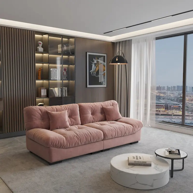 Causeuse 2 places beige / rose / grise avec housse amovible