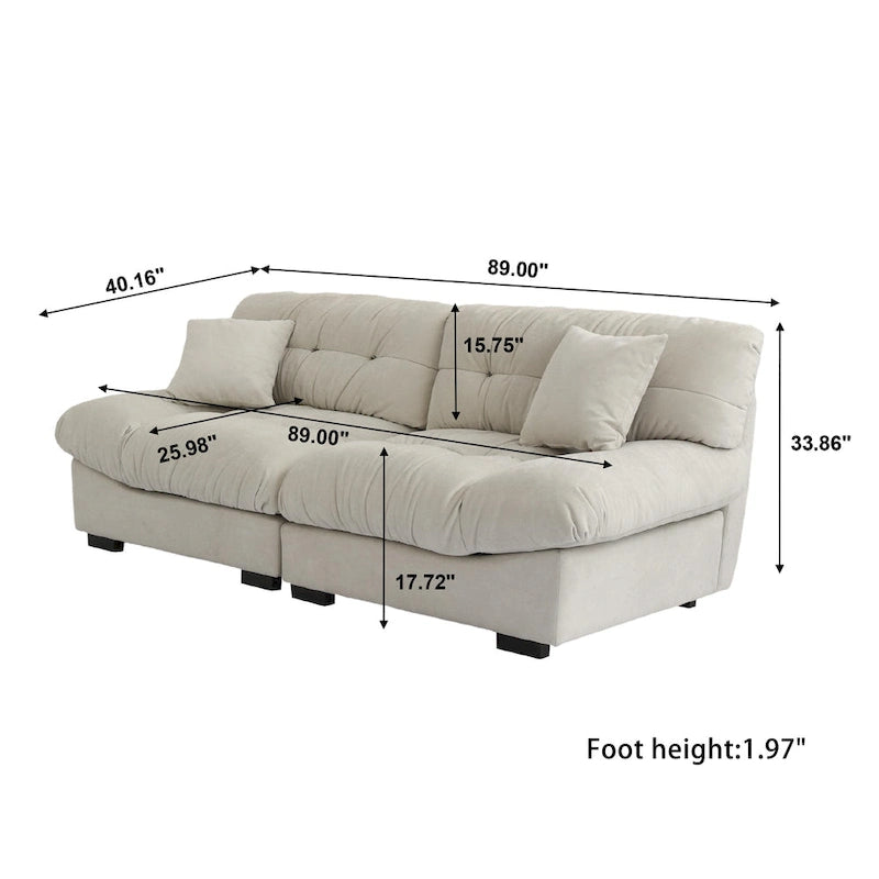 Causeuse 2 places beige / rose / grise avec housse amovible