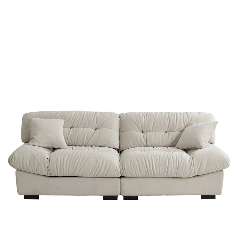 Causeuse 2 places beige / rose / grise avec housse amovible