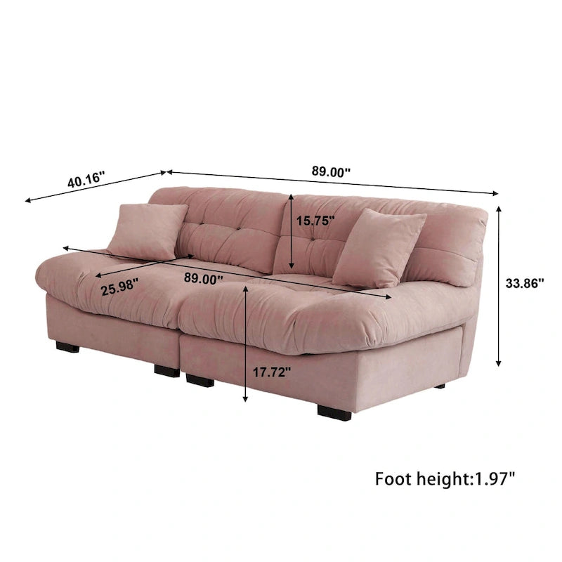 Causeuse 2 places beige / rose / grise avec housse amovible