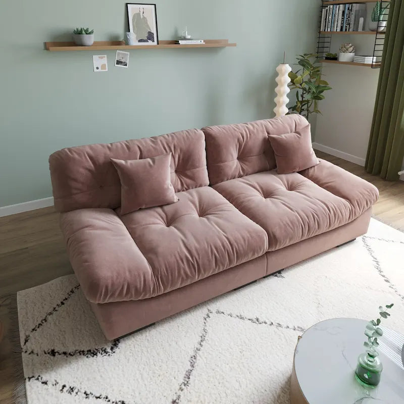 Causeuse 2 places beige / rose / grise avec housse amovible