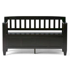 Banc de rangement 2 places en bois massif multicolore avec couvercle à charnière, style contemporain