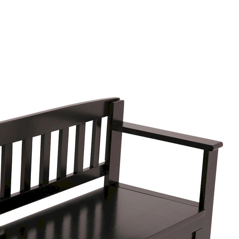 Banc de rangement 2 places en bois massif multicolore avec couvercle à charnière, style contemporain