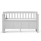 Banc de rangement 2 places en bois massif multicolore avec couvercle à charnière, style contemporain