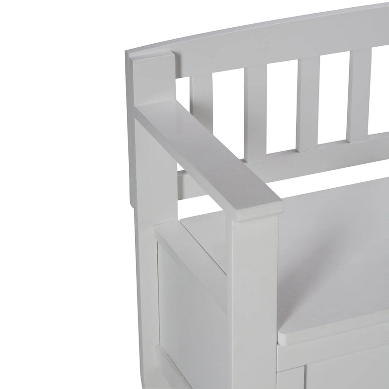 Banc de rangement 2 places en bois massif multicolore avec couvercle à charnière, style contemporain
