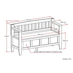 Banc de rangement 2 places en bois massif multicolore avec couvercle à charnière, style contemporain