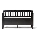 Banc de rangement 2 places en bois massif multicolore avec couvercle à charnière, style contemporain