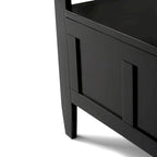 Banc de rangement 2 places en bois massif multicolore avec couvercle à charnière, style contemporain