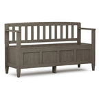 Banc de rangement 2 places en bois massif multicolore avec couvercle à charnière, style contemporain
