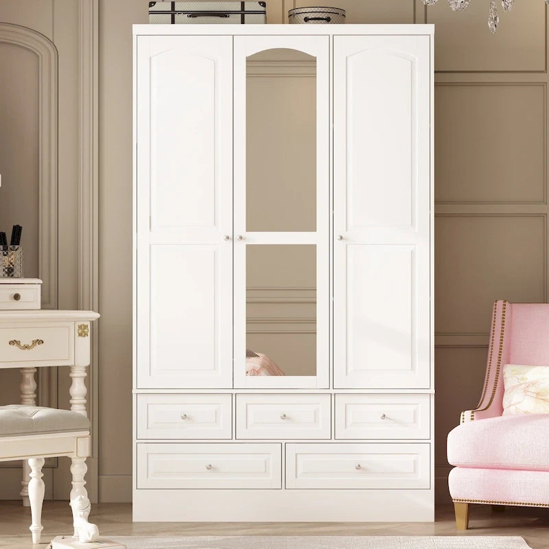 Armoire penderie blanche à portes coulissantes, 1 à 2 personnes