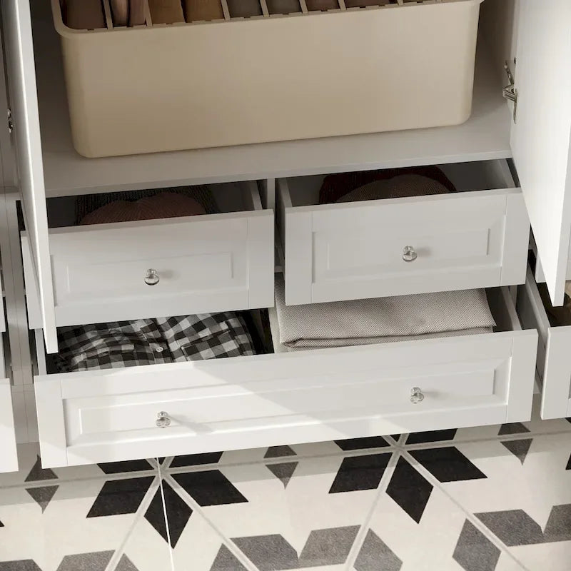 Armoire penderie blanche à portes coulissantes, 1 à 2 personnes