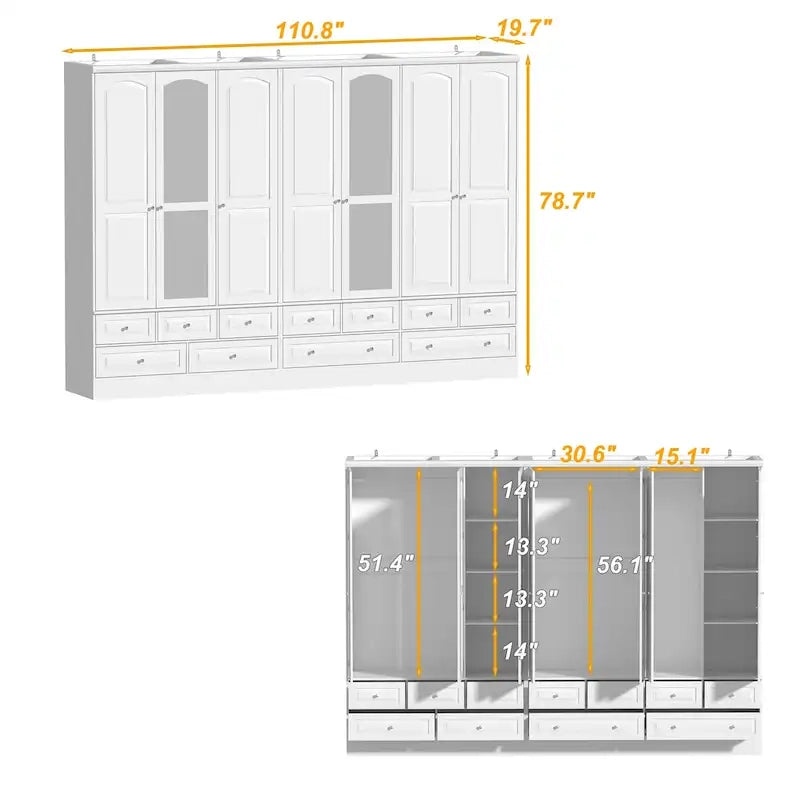 Armoire penderie blanche à portes coulissantes, 1 à 2 personnes