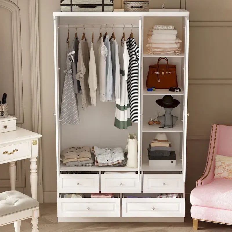 Armoire penderie blanche à portes coulissantes, 1 à 2 personnes