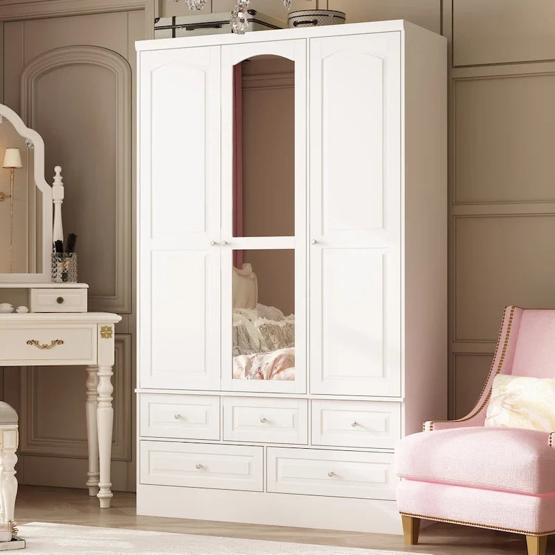 Armoire penderie blanche à portes coulissantes, 1 à 2 personnes