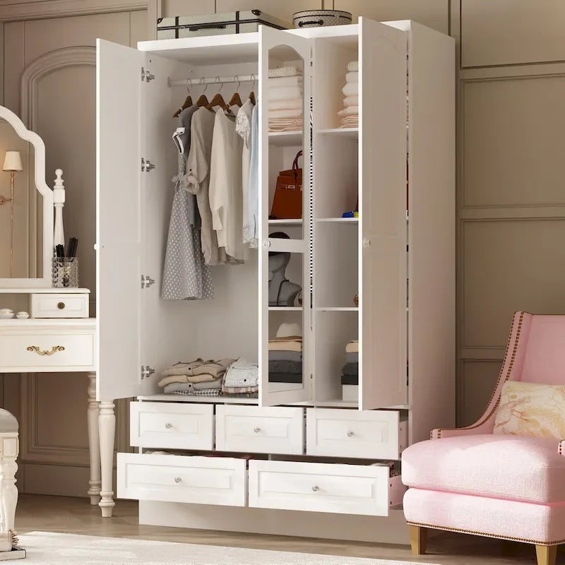 Armoire penderie blanche à portes coulissantes, 1 à 2 personnes