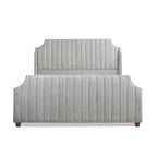 Lit King size en velours et polyester capitonné Cloud White / Silver Grey, 2 personnes