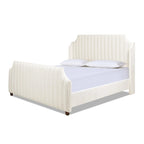 Lit King size en velours et polyester capitonné Cloud White / Silver Grey, 2 personnes