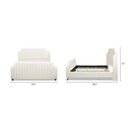 Lit King size en velours et polyester capitonné Cloud White / Silver Grey, 2 personnes