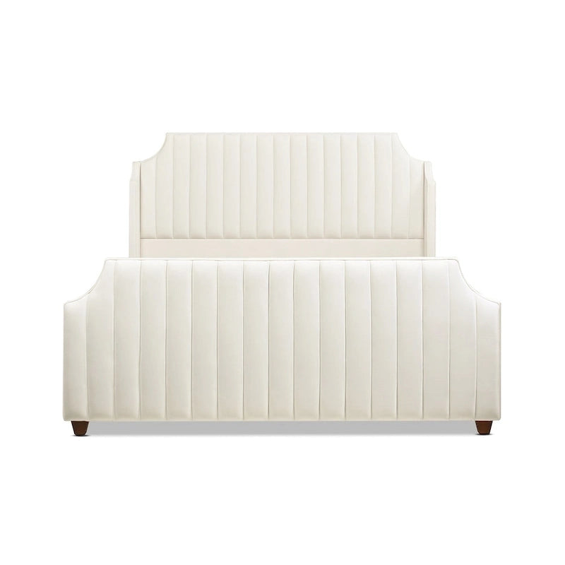 Lit King size en velours et polyester capitonné Cloud White / Silver Grey, 2 personnes