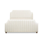 Lit King size en velours et polyester capitonné Cloud White / Silver Grey, 2 personnes