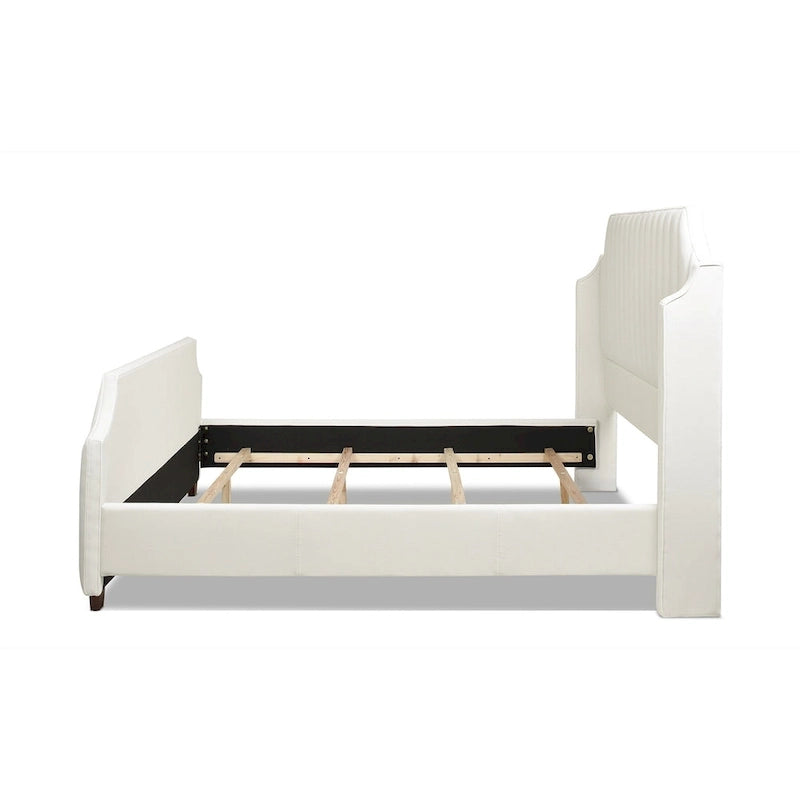 Lit King size en velours et polyester capitonné Cloud White / Silver Grey, 2 personnes
