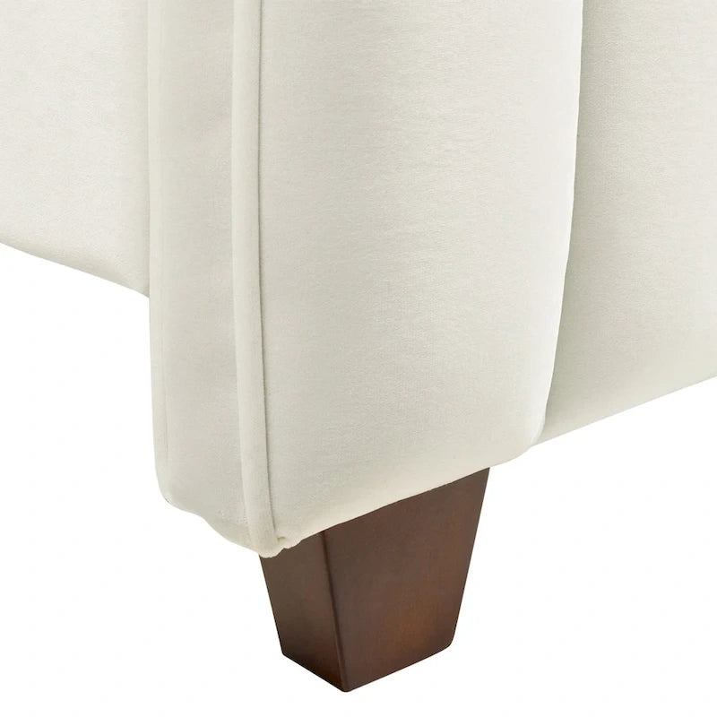 Lit King size en velours et polyester capitonné Cloud White / Silver Grey, 2 personnes