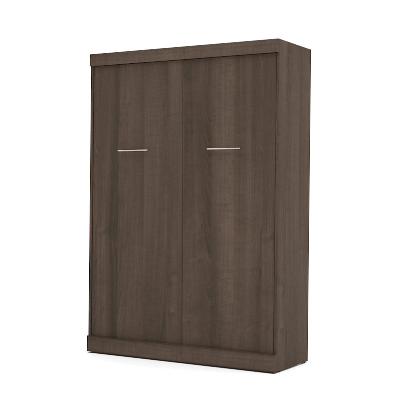 Lit escamotable double avec armoire de rangement, Blanc / Antigua / Gris écorce / Gris écorce et blanc — 2 personnes