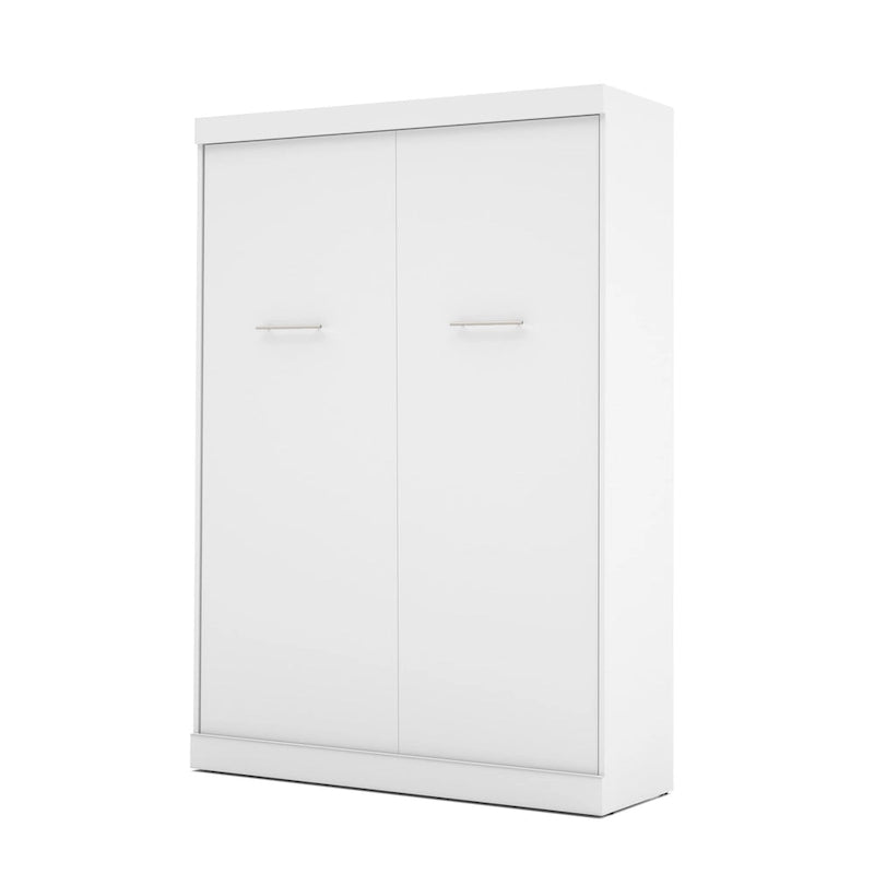 Lit escamotable double avec armoire de rangement, Blanc / Antigua / Gris écorce / Gris écorce et blanc — 2 personnes
