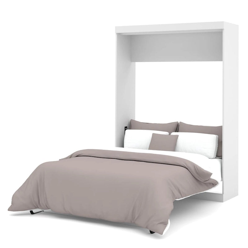 Lit escamotable double avec armoire de rangement, Blanc / Antigua / Gris écorce / Gris écorce et blanc — 2 personnes