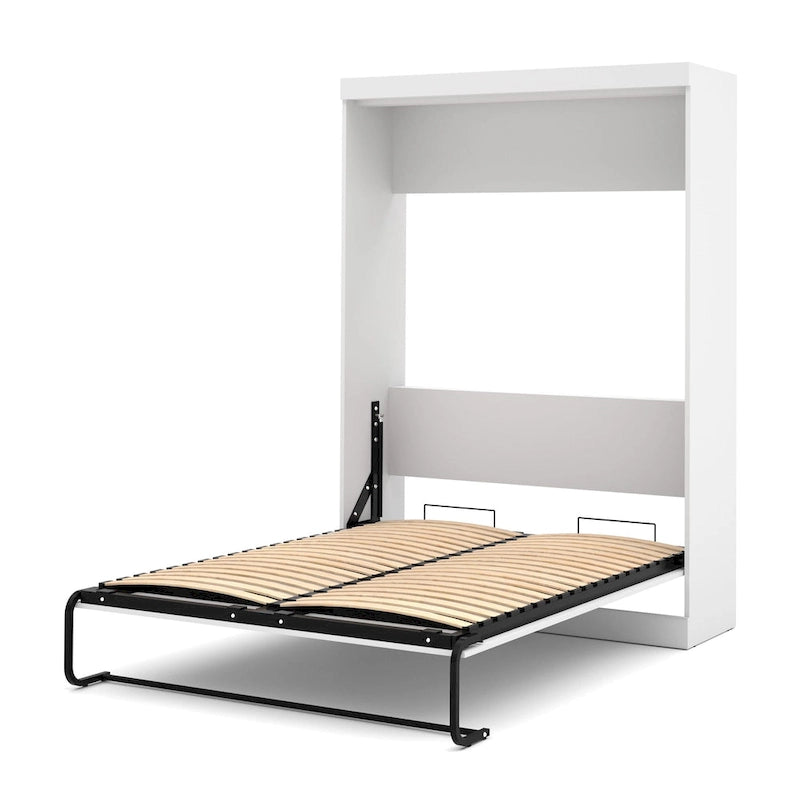 Lit escamotable double avec armoire de rangement, Blanc / Antigua / Gris écorce / Gris écorce et blanc — 2 personnes