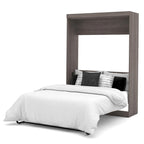 Lit escamotable double avec armoire de rangement, Blanc / Antigua / Gris écorce / Gris écorce et blanc — 2 personnes