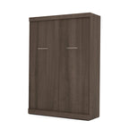 Lit escamotable double avec armoire de rangement, Blanc / Antigua / Gris écorce / Gris écorce et blanc — 2 personnes