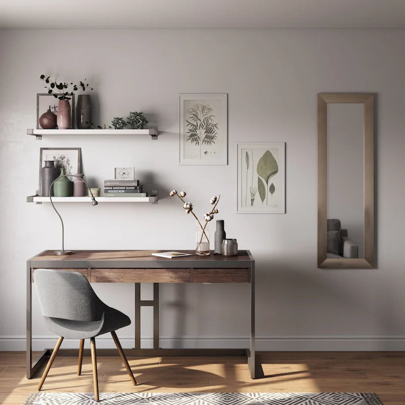 Bureau industriel individuel – Bois d'acacia et cadre en métal, plusieurs coloris