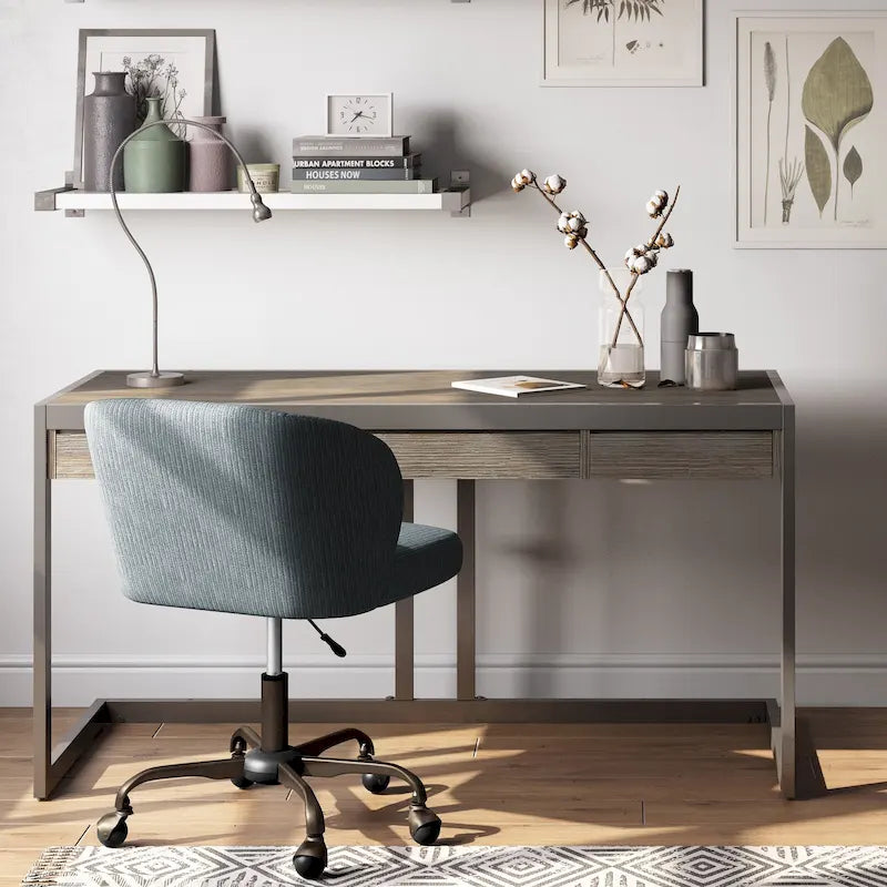Bureau industriel individuel – Bois d'acacia et cadre en métal, plusieurs coloris