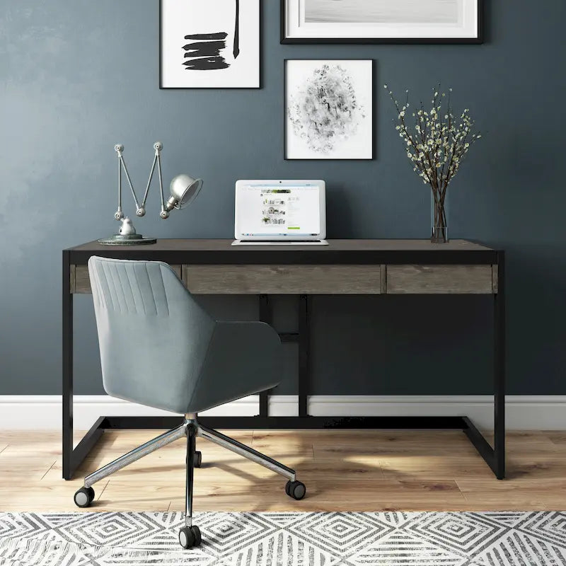 Bureau industriel individuel – Bois d'acacia et cadre en métal, plusieurs coloris