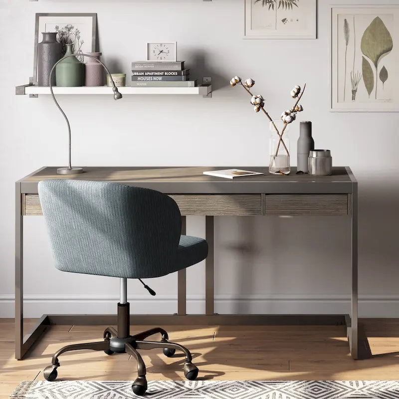 Bureau industriel individuel – Bois d'acacia et cadre en métal, plusieurs coloris