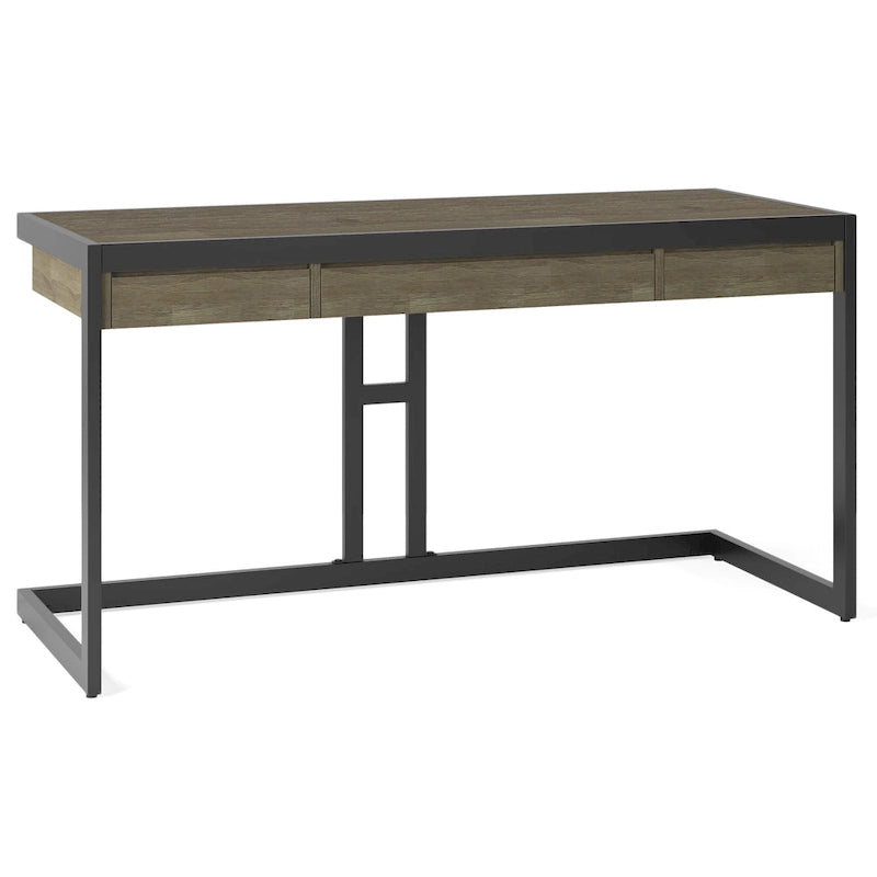 Bureau industriel individuel – Bois d'acacia et cadre en métal, plusieurs coloris