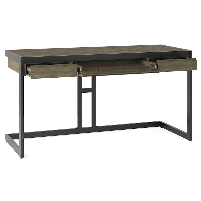 Bureau industriel individuel – Bois d'acacia et cadre en métal, plusieurs coloris