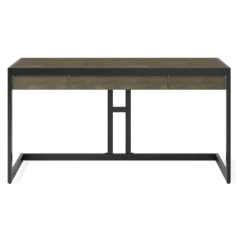 Bureau industriel individuel – Bois d'acacia et cadre en métal, plusieurs coloris