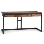 Bureau industriel individuel – Bois d'acacia et cadre en métal, plusieurs coloris