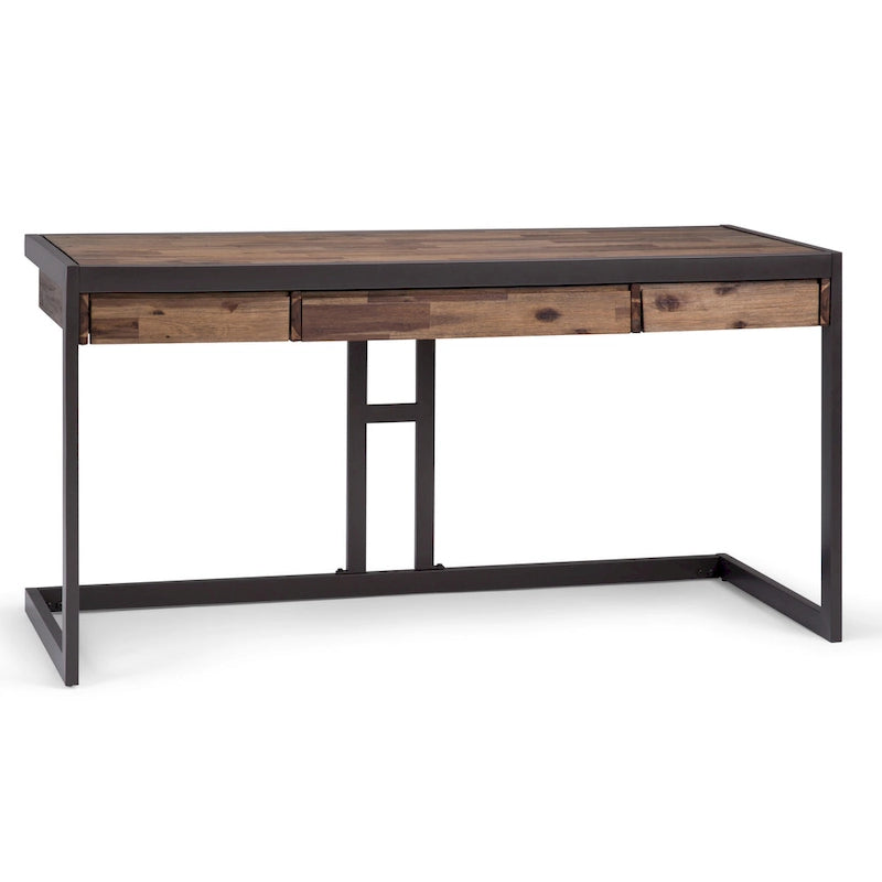 Bureau industriel individuel – Bois d'acacia et cadre en métal, plusieurs coloris