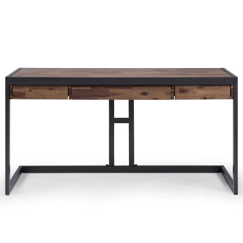Bureau industriel individuel – Bois d'acacia et cadre en métal, plusieurs coloris