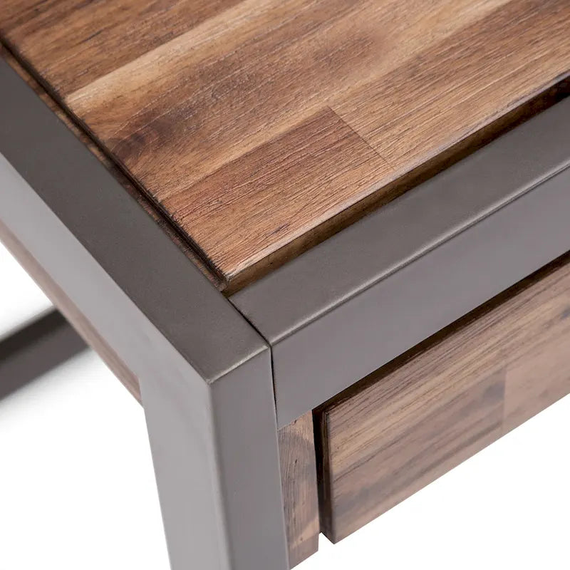 Bureau industriel individuel – Bois d'acacia et cadre en métal, plusieurs coloris