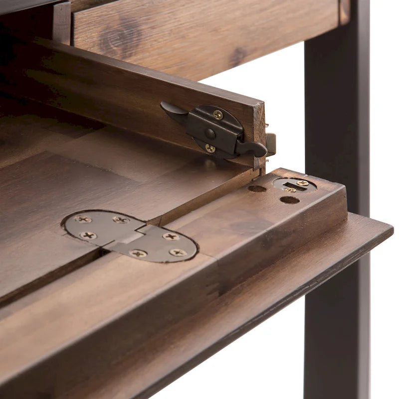 Bureau industriel individuel – Bois d'acacia et cadre en métal, plusieurs coloris